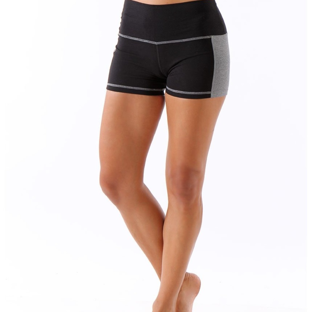 Green Apple black organic cotton bamboo shorts